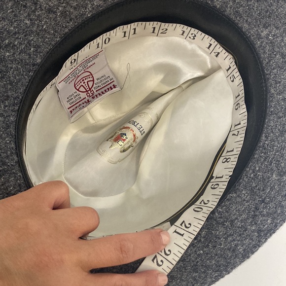 Vintage Hat Mens 7 Gray Harris Tweed Wool Suede Stetson Trilby Fedora Retro - Picture 12 of 12